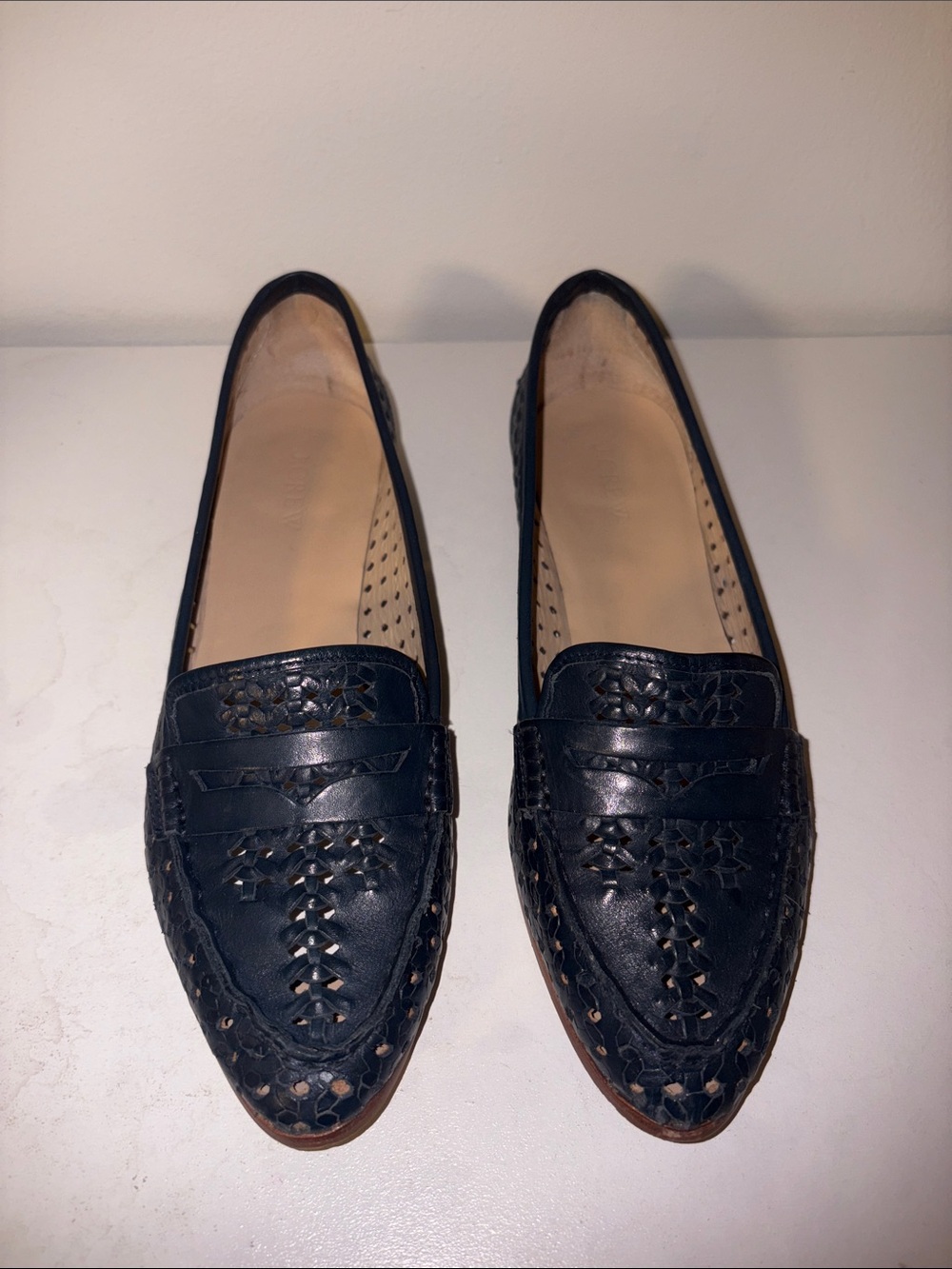Classic Women's Navy Leather Loafers